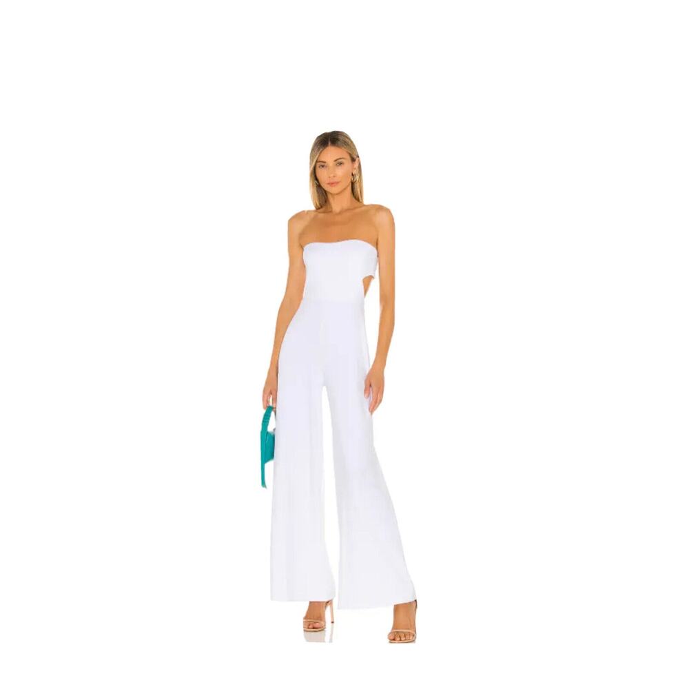 Susana Monaco Open Back Jumpsuit Sugar White Jersey‎ Party Resort XL NWT